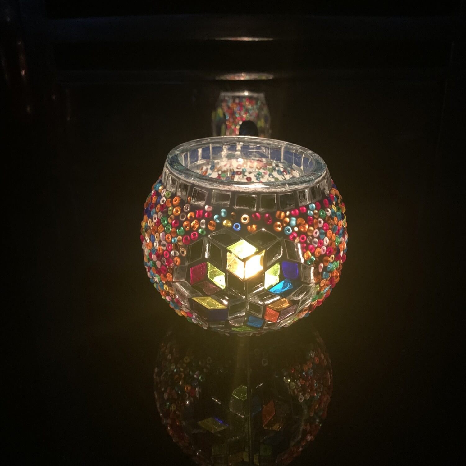 Handmade Mosaic Glass Candle Holder - Multi