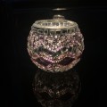 Handmade Mosaic Glass Candle Holder - Purple/Multi