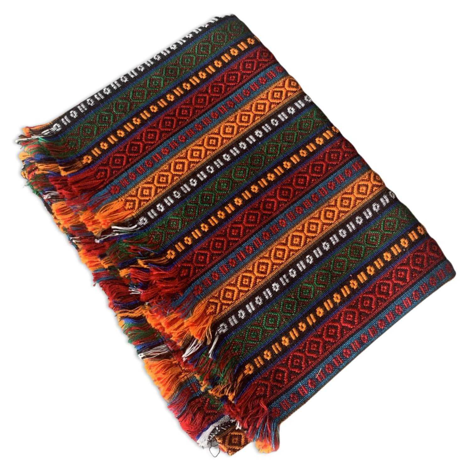 Zagros 100 x 100cm Ethnic Style Throw With Fringe