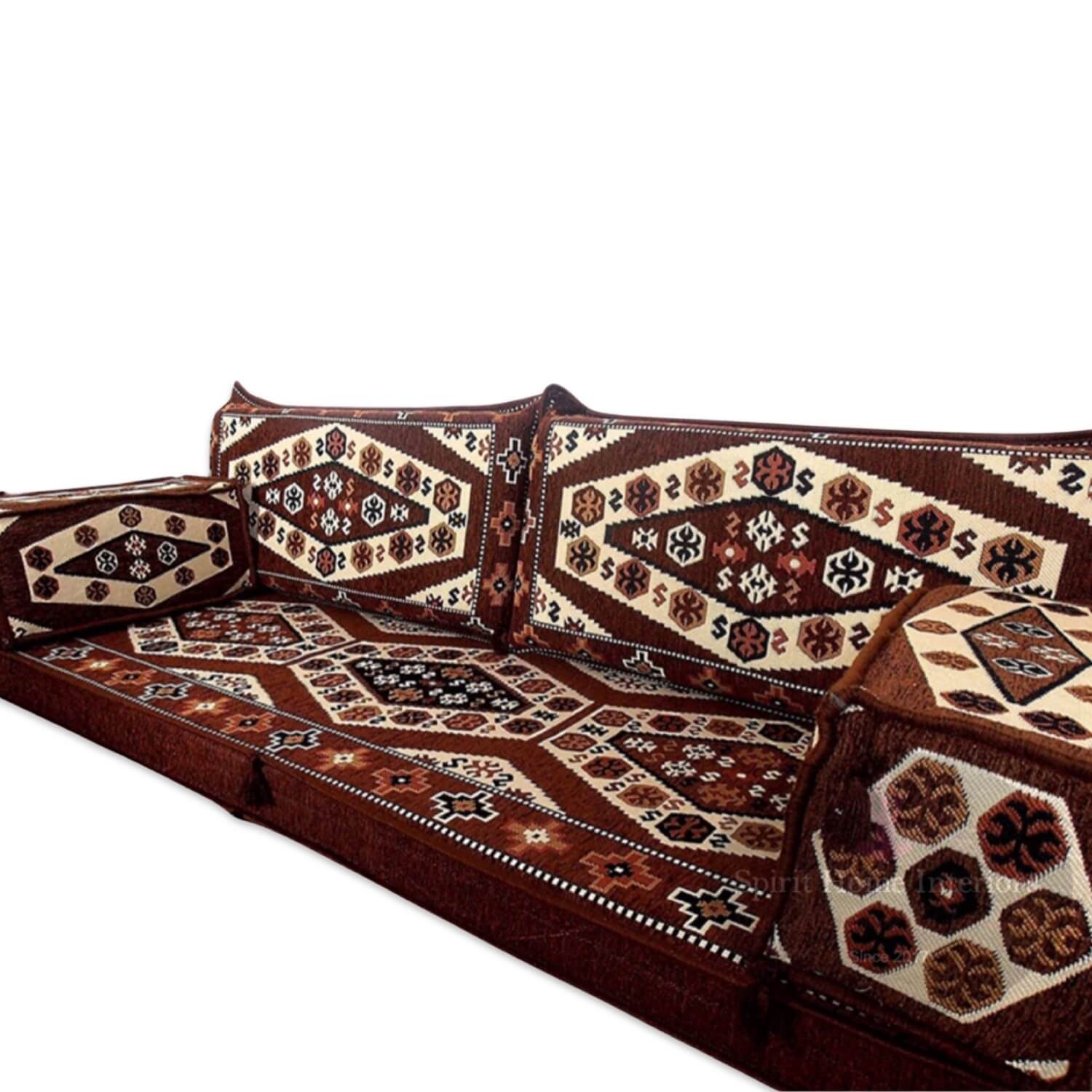 Nomad Brown Three Seater Majlis Floor Sofa Couch