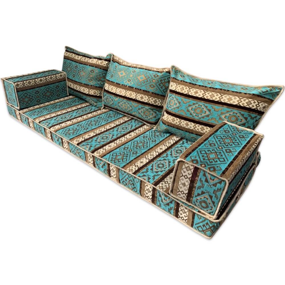 Turquoise-1 Three Seater Majlis Floor Sofa Couch