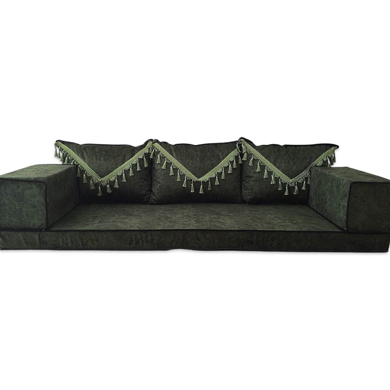 Green Fabric Floor Sofa Couch Large