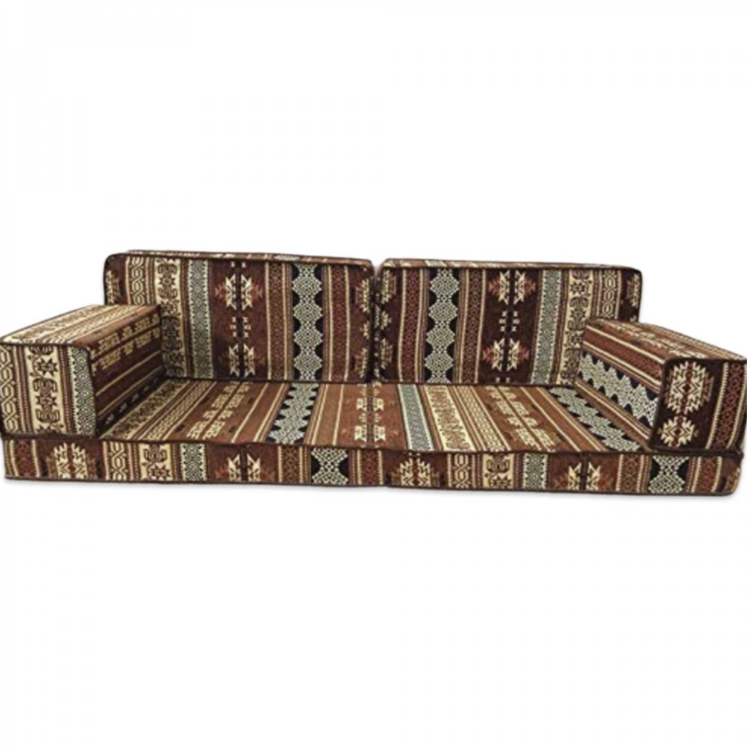 Mia Brown Three Seater Oriental Majlis Floor Sofa Couch