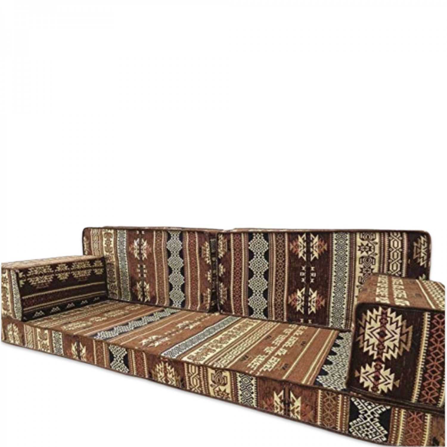 Mia Brown Three Seater Oriental Majlis Floor Sofa Couch