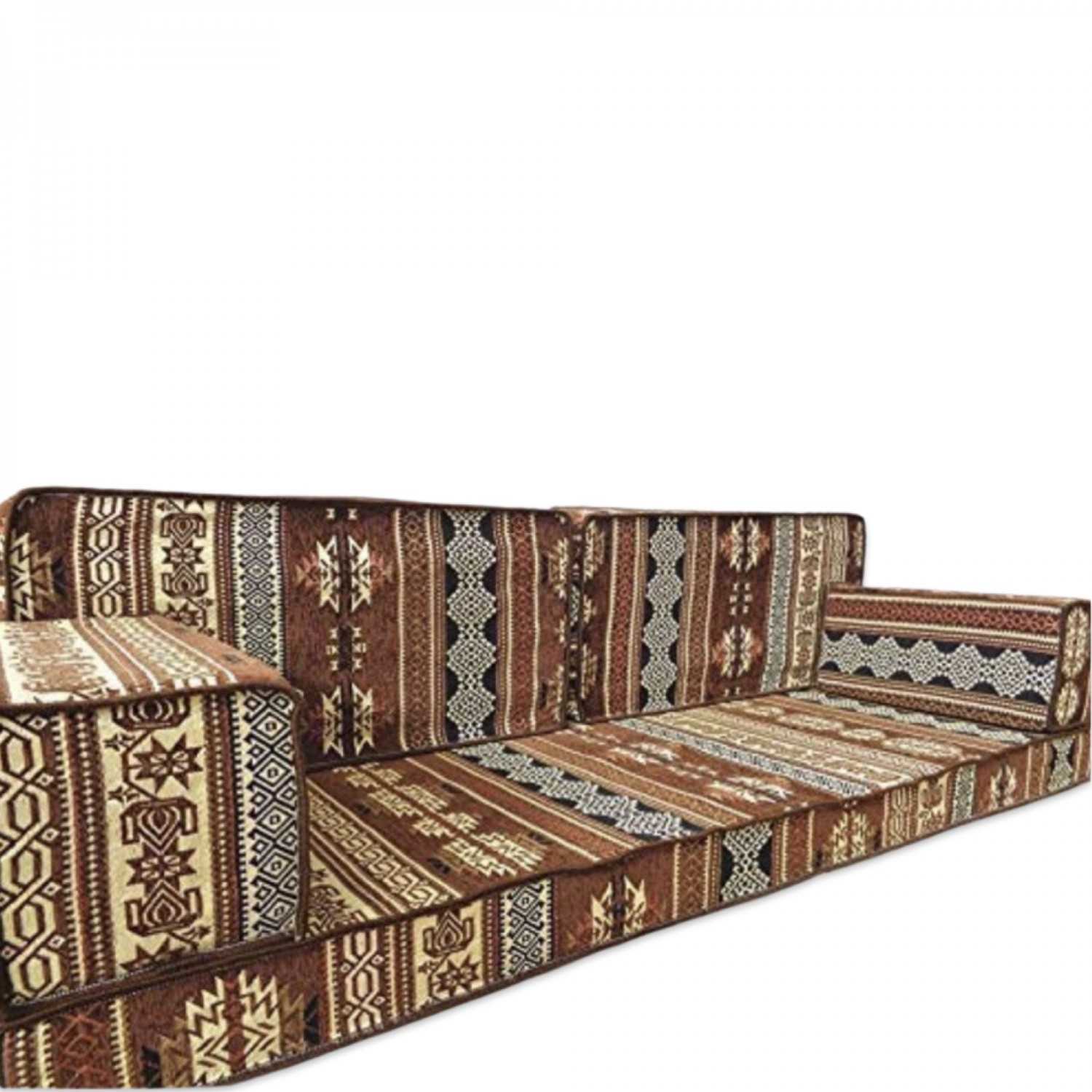 Mia Brown Three Seater Oriental Majlis Floor Sofa Couch