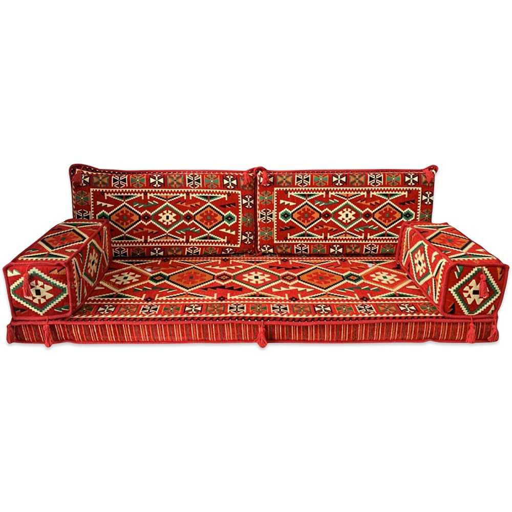 Anatolia Red Three Seater Majlis Floor Sofa Couch