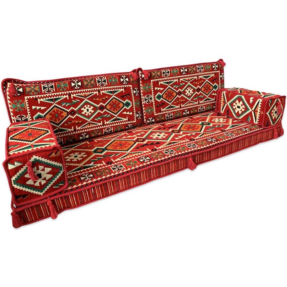 Anatolia Red Three Seater Majlis Floor Sofa Couch