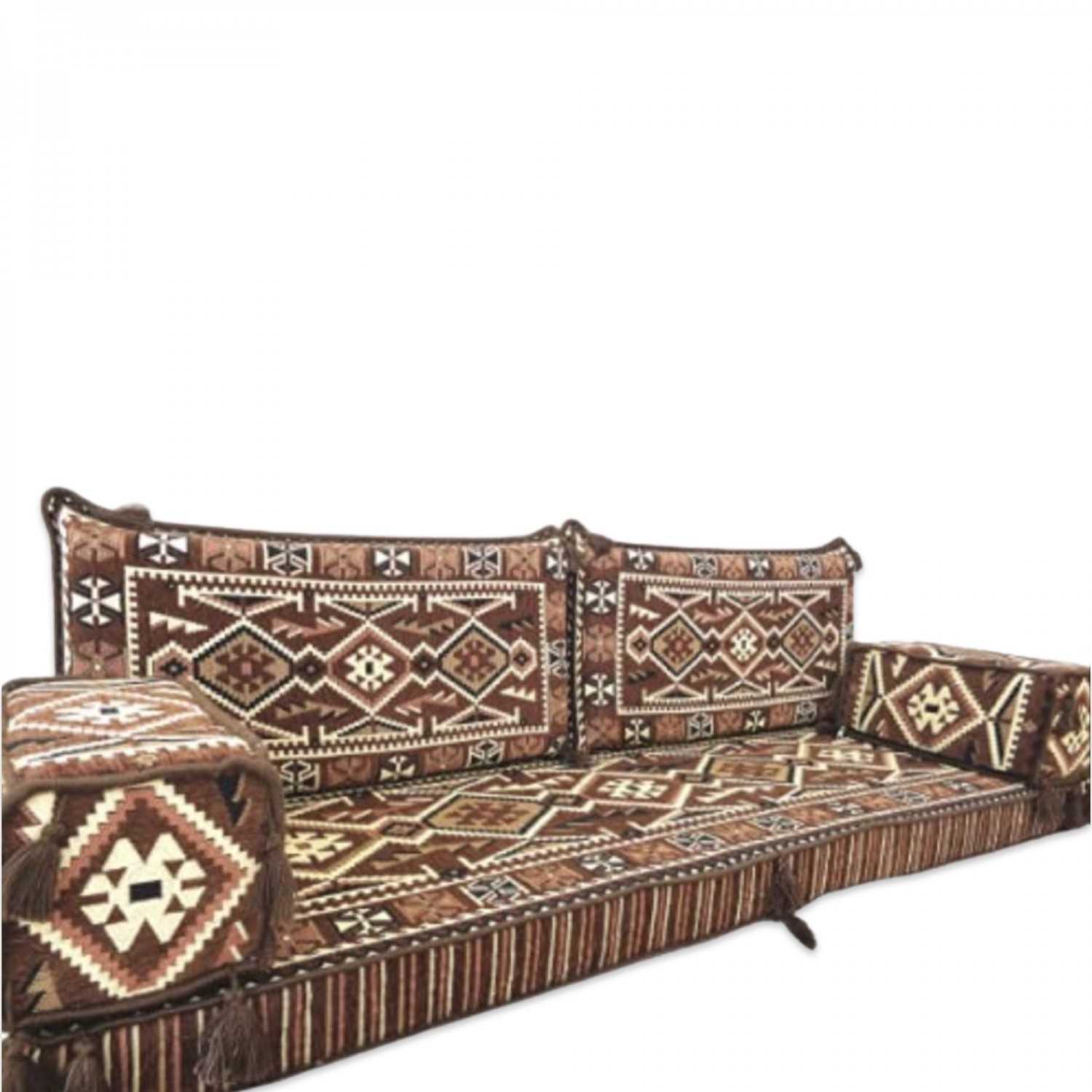 Anatolia Brown Three Seater Majlis Floor Sofa Couch