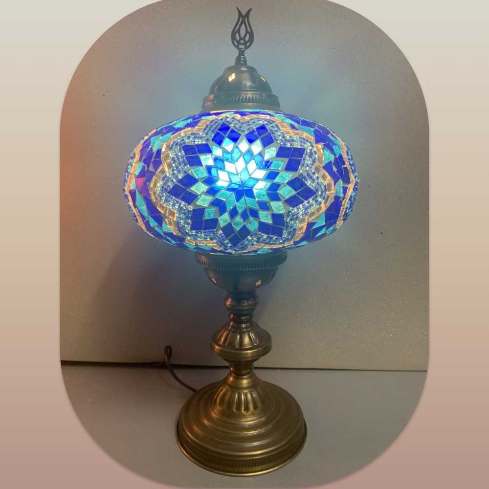 Large Star Blue Mosaic Glass Table Lamp