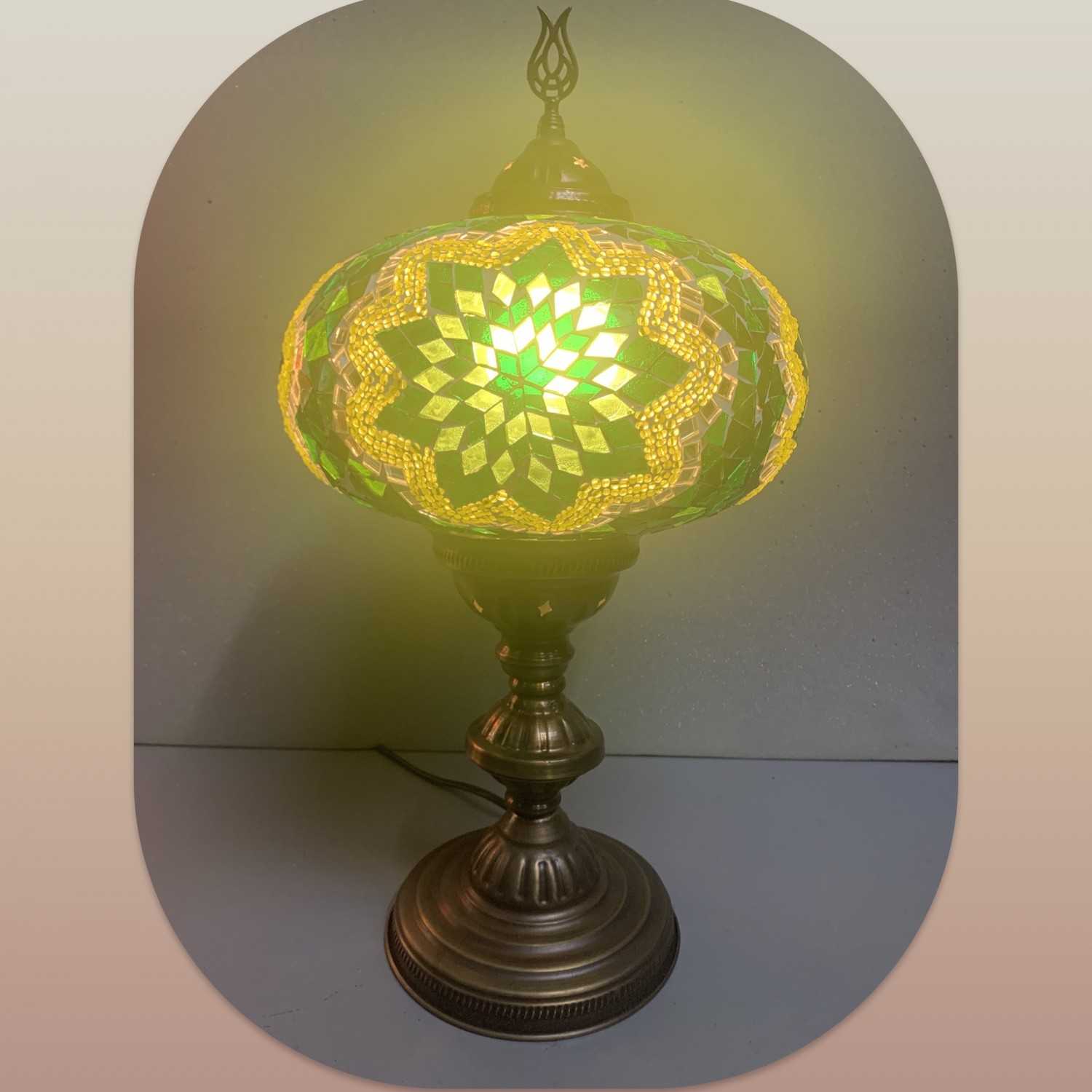 Large Star Green Mosaic Glass Table Lamp