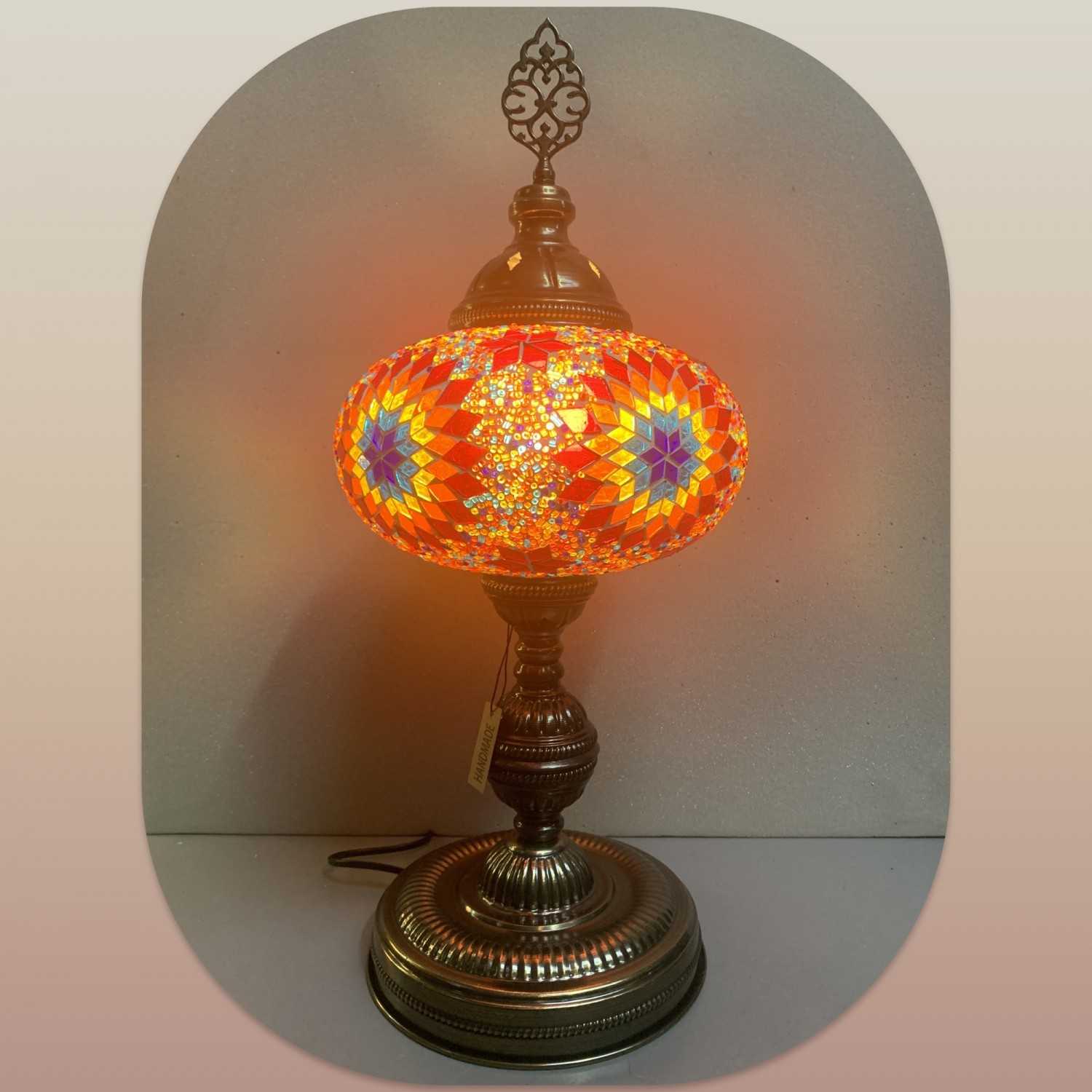 Large Star Red Mix Mosaic Glass Table Lamp