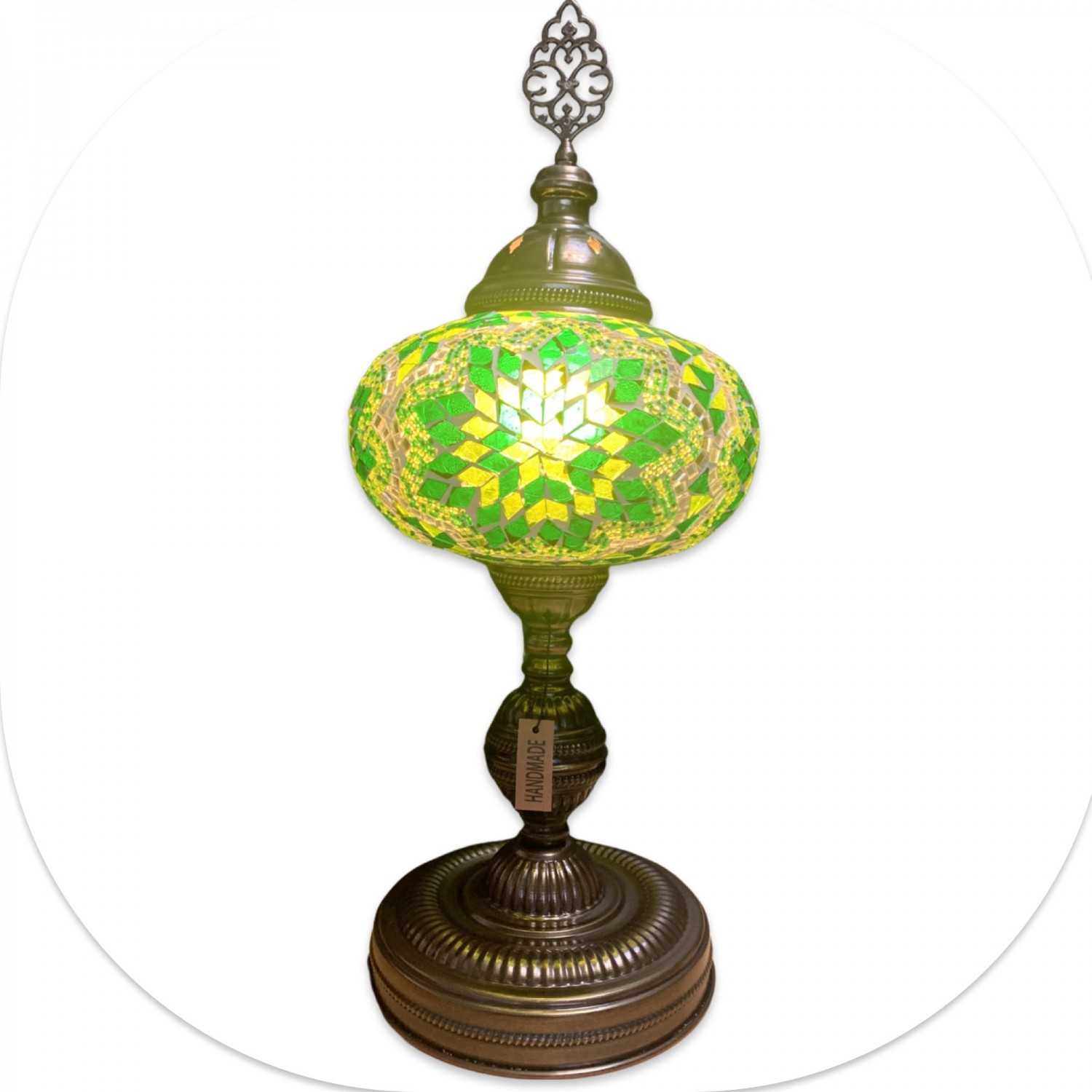 Large Star Green Mosaic Glass Table Lamp