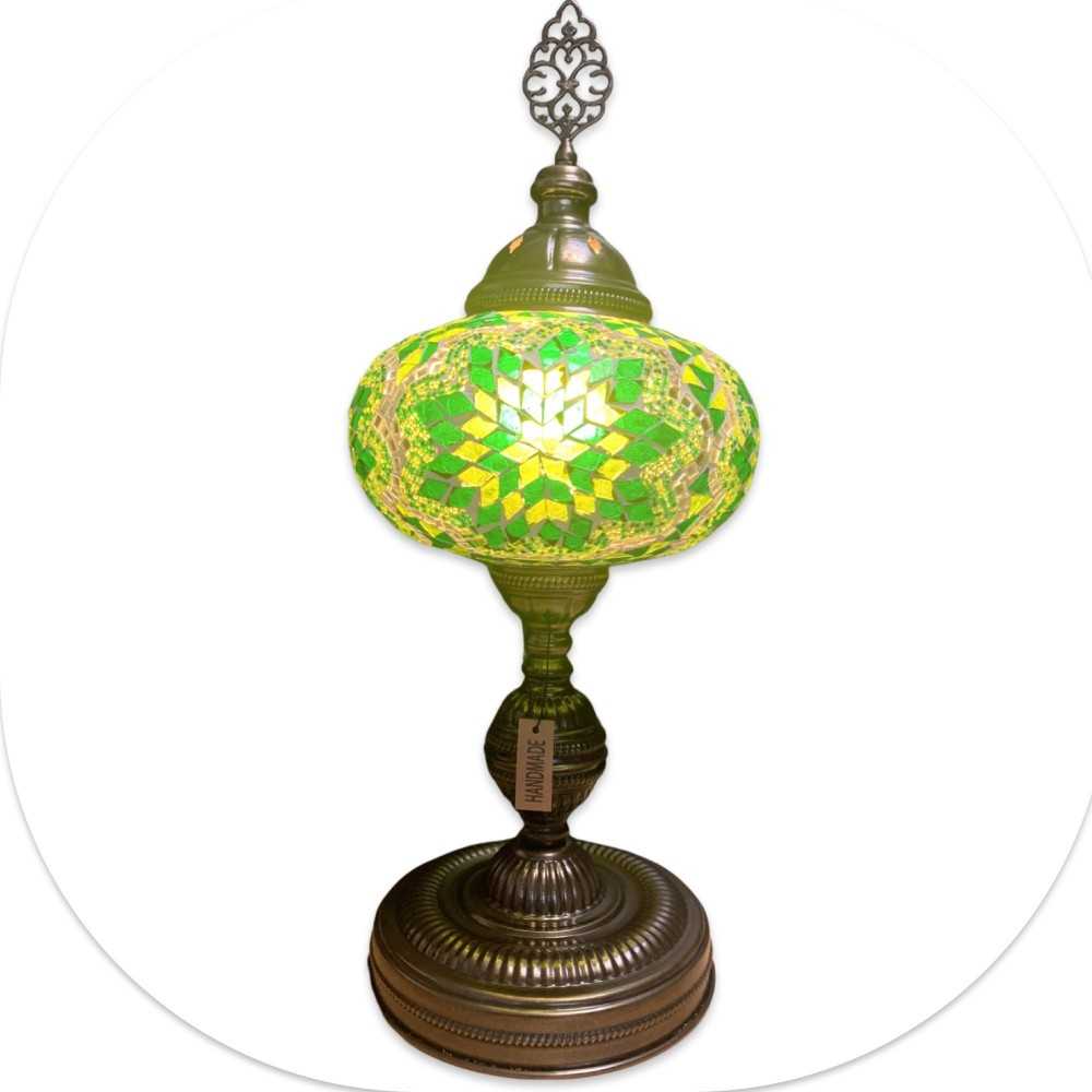 Large Star Green Mosaic Glass Table Lamp