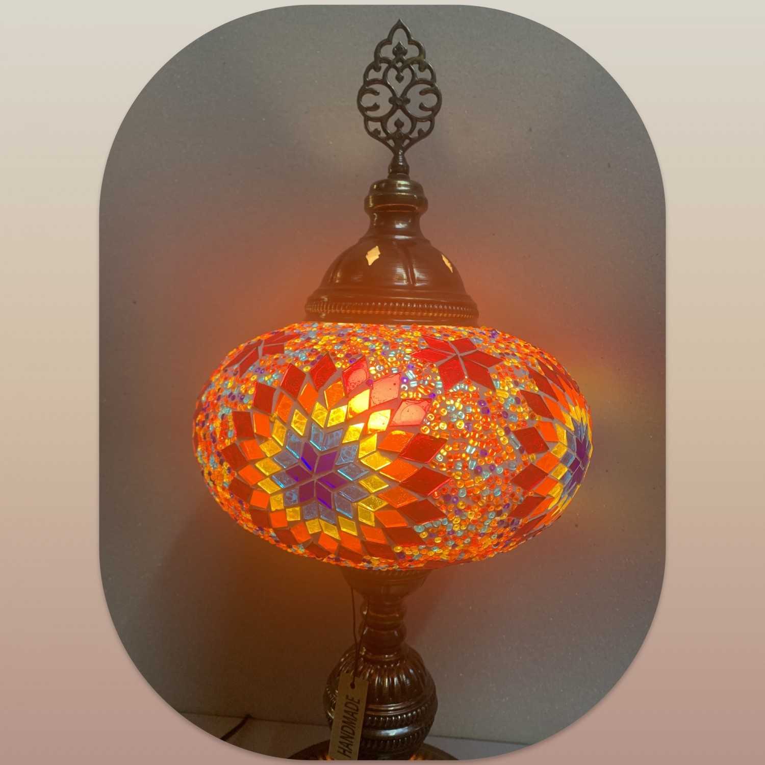 Large Star Red Mix Mosaic Glass Table Lamp