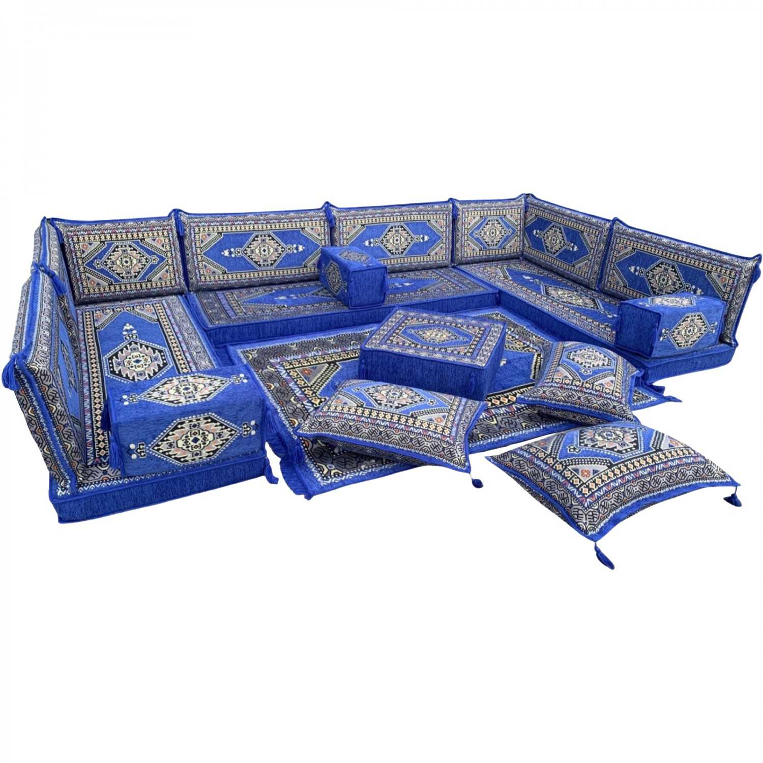 PALACE Royal Blue 19-Piece Modular U-Shaped Floor Sofa Set