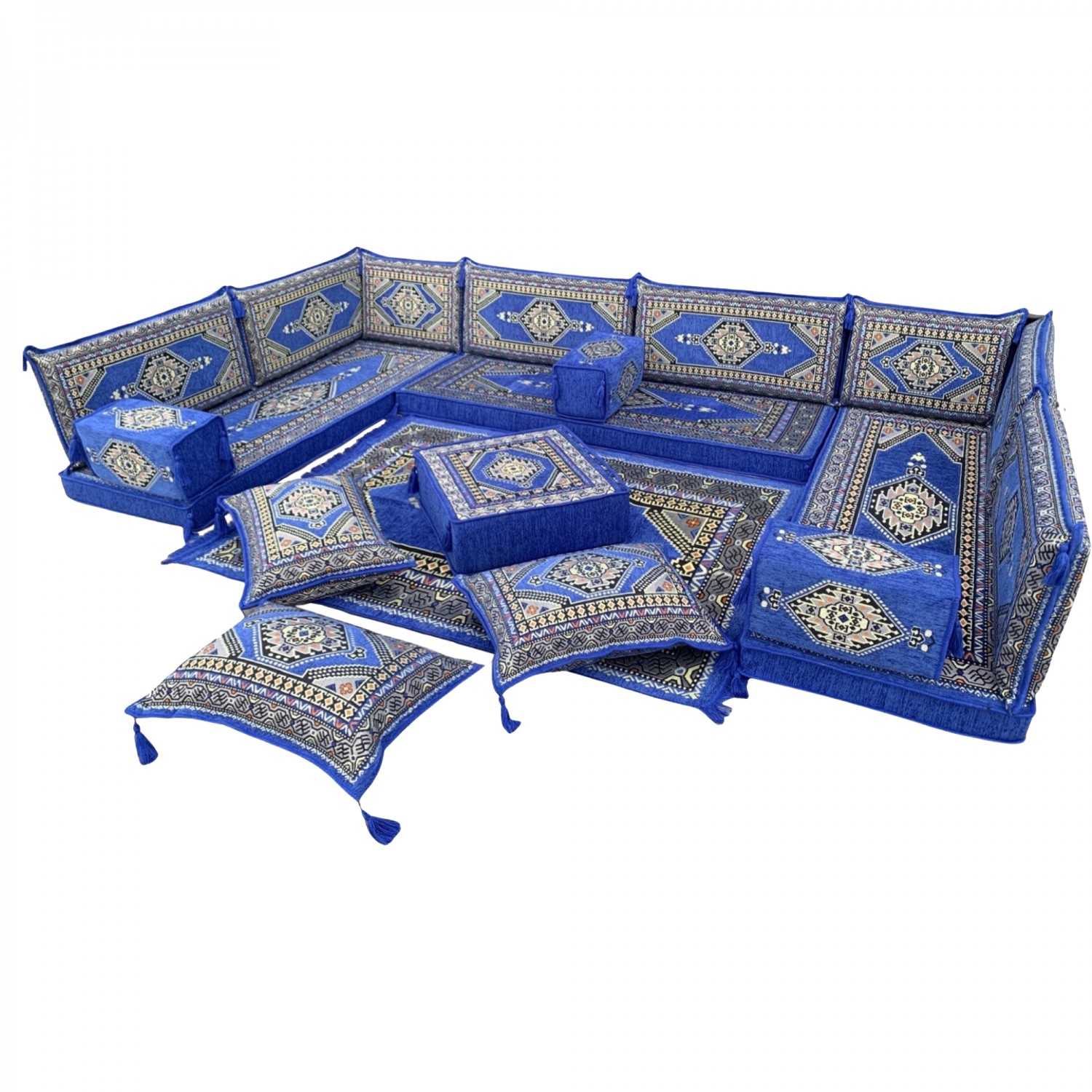 PALACE Royal Blue 19-Piece Modular U-Shaped Floor Sofa Set