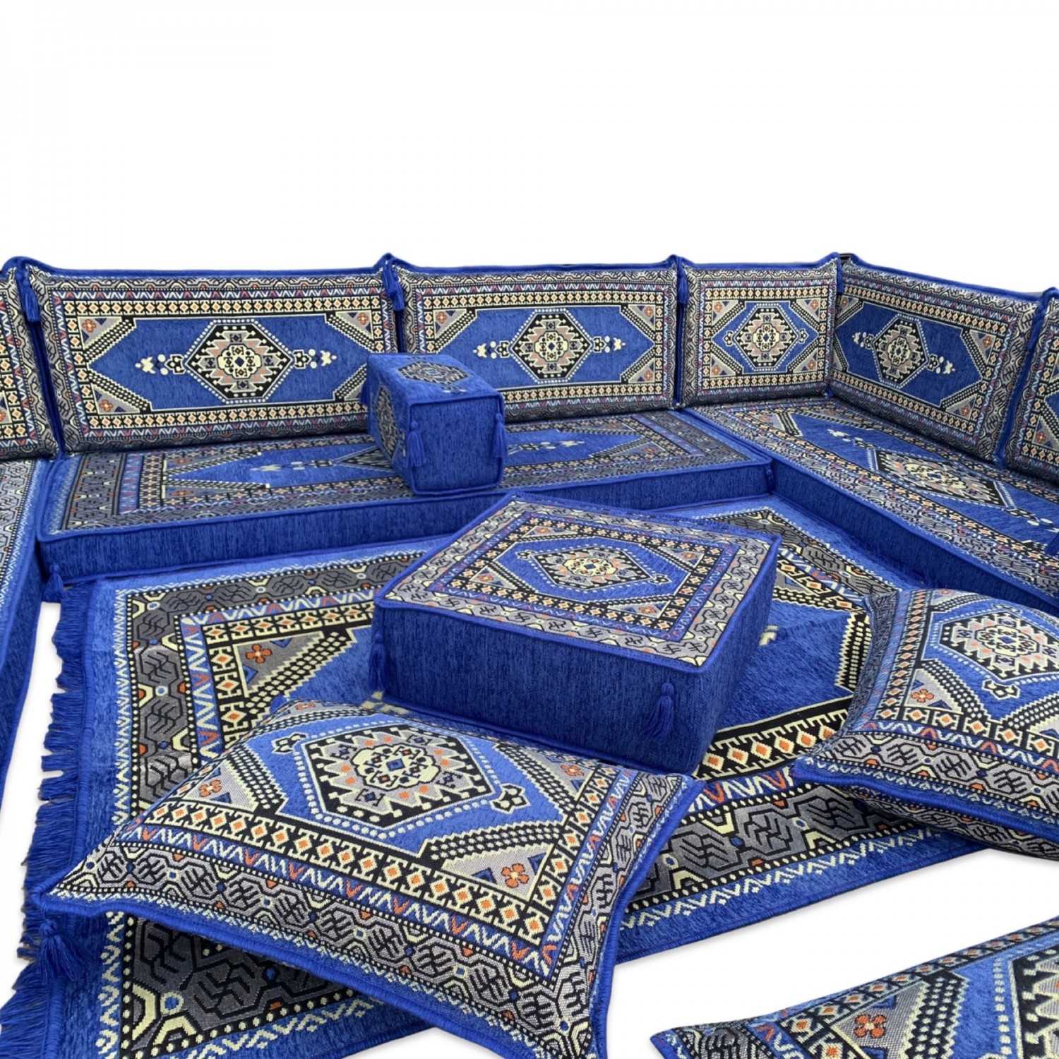 PALACE Royal Blue 19-Piece Modular U-Shaped Floor Sofa Set