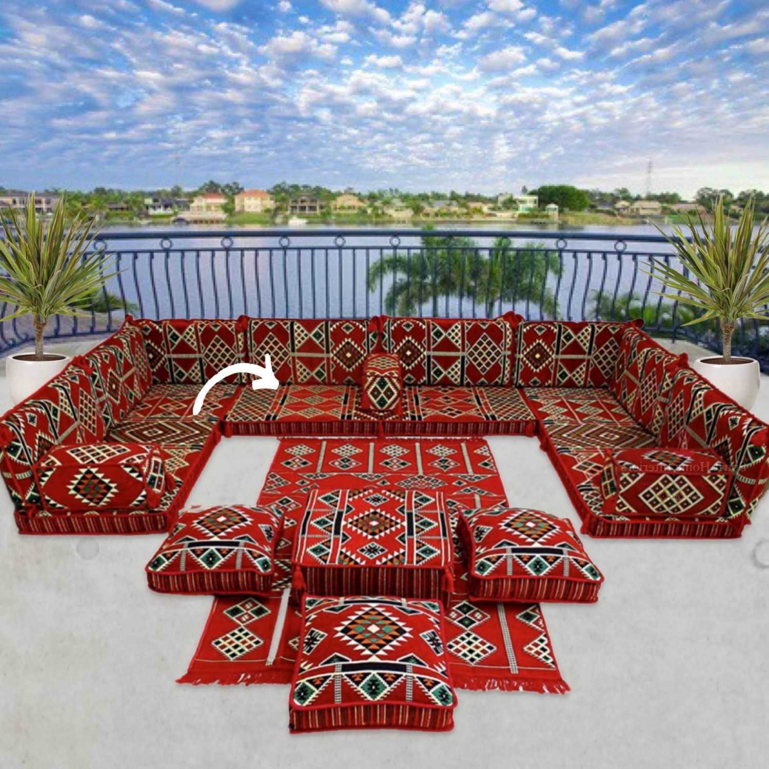 KILIM Nine Seater Modular U-Shaped Floor Sofa Set KILIM Nine Seater Modular U-Shaped Floor Sofa Set