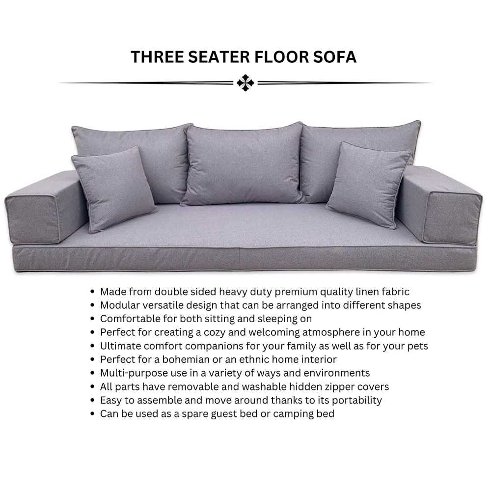 Three Seater Linen Floor Sofa Set