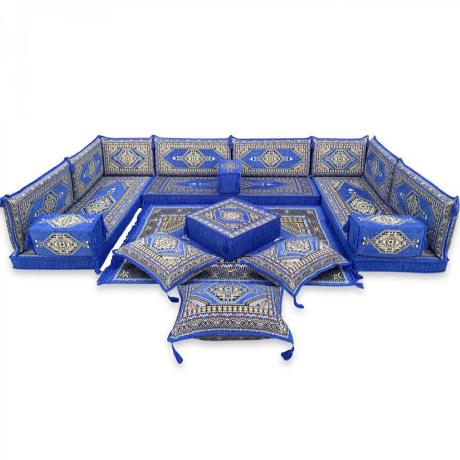 PALACE Royal Blue 19-Piece Modular U-Shaped Floor Sofa Set