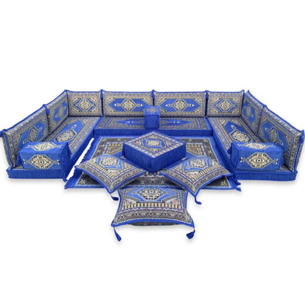 PALACE Royal Blue 19-Piece Modular U-Shaped Floor Sofa Set