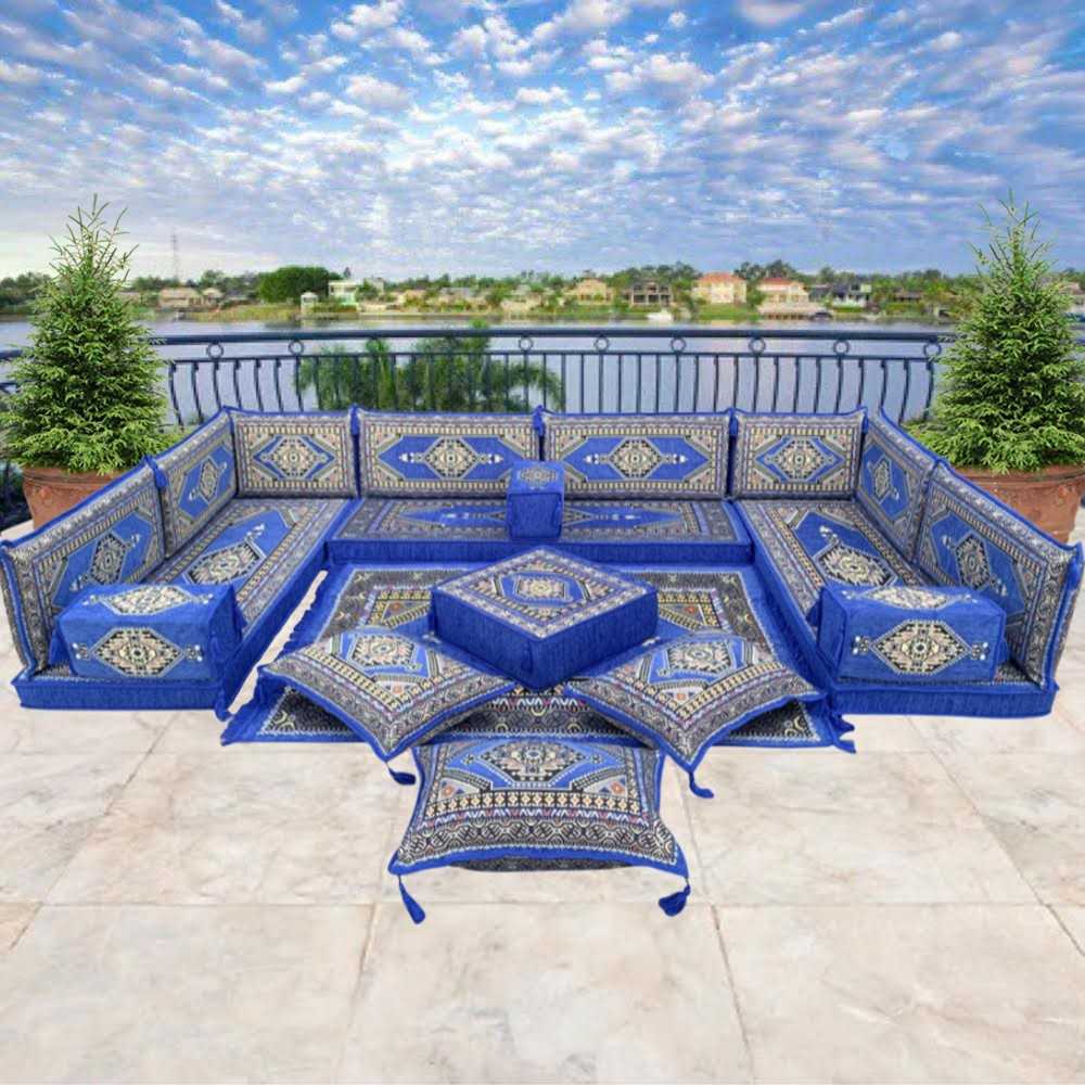 PALACE Royal Blue 19-Piece Modular U-Shaped Floor Sofa Set