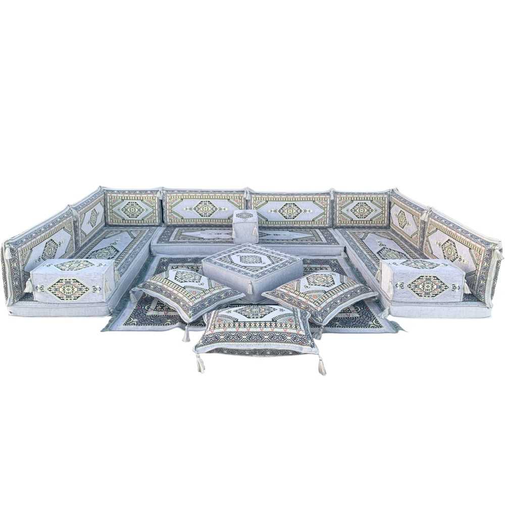 PALACE Grey 19-Piece Modular U-Shaped Floor Sofa Set