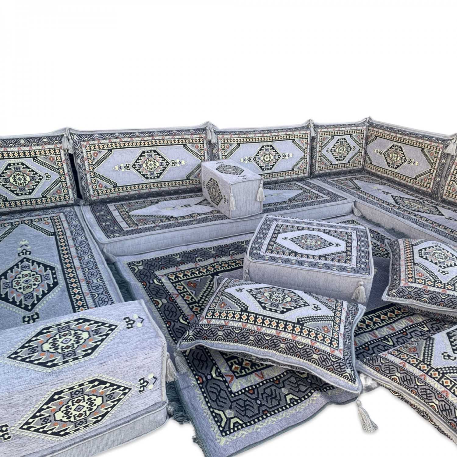 PALACE Grey 19-Piece Modular U-Shaped Floor Sofa Set