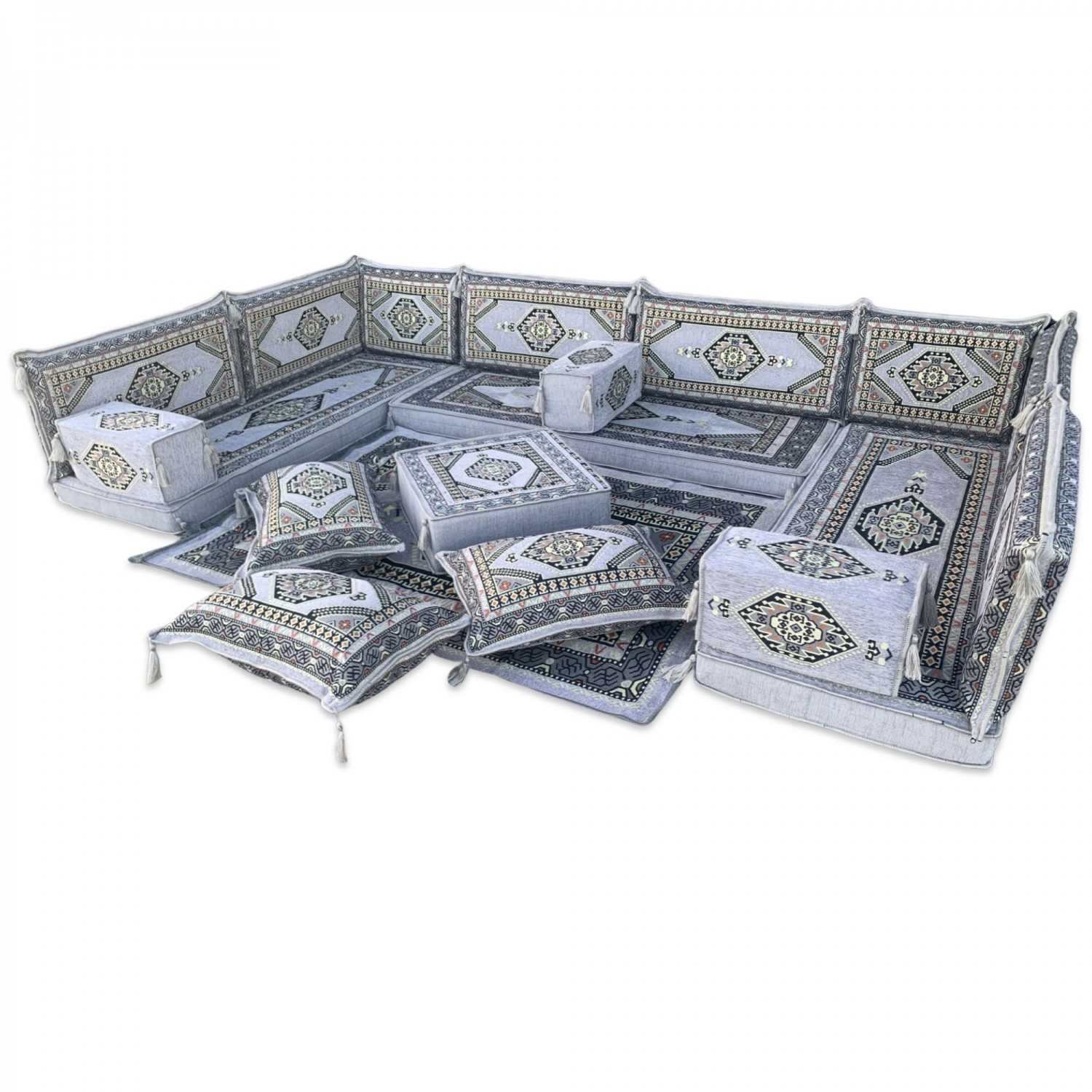 PALACE Grey 19-Piece Modular U-Shaped Floor Sofa Set