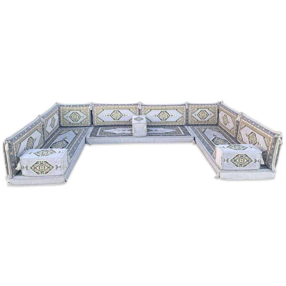 PALACE Grey 19-Piece Modular U-Shaped Floor Sofa Set