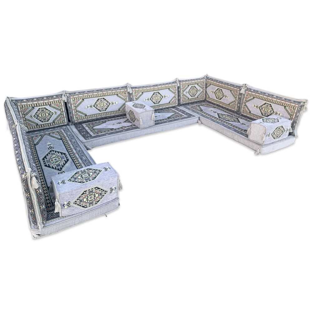 PALACE Grey 19-Piece Modular U-Shaped Floor Sofa Set