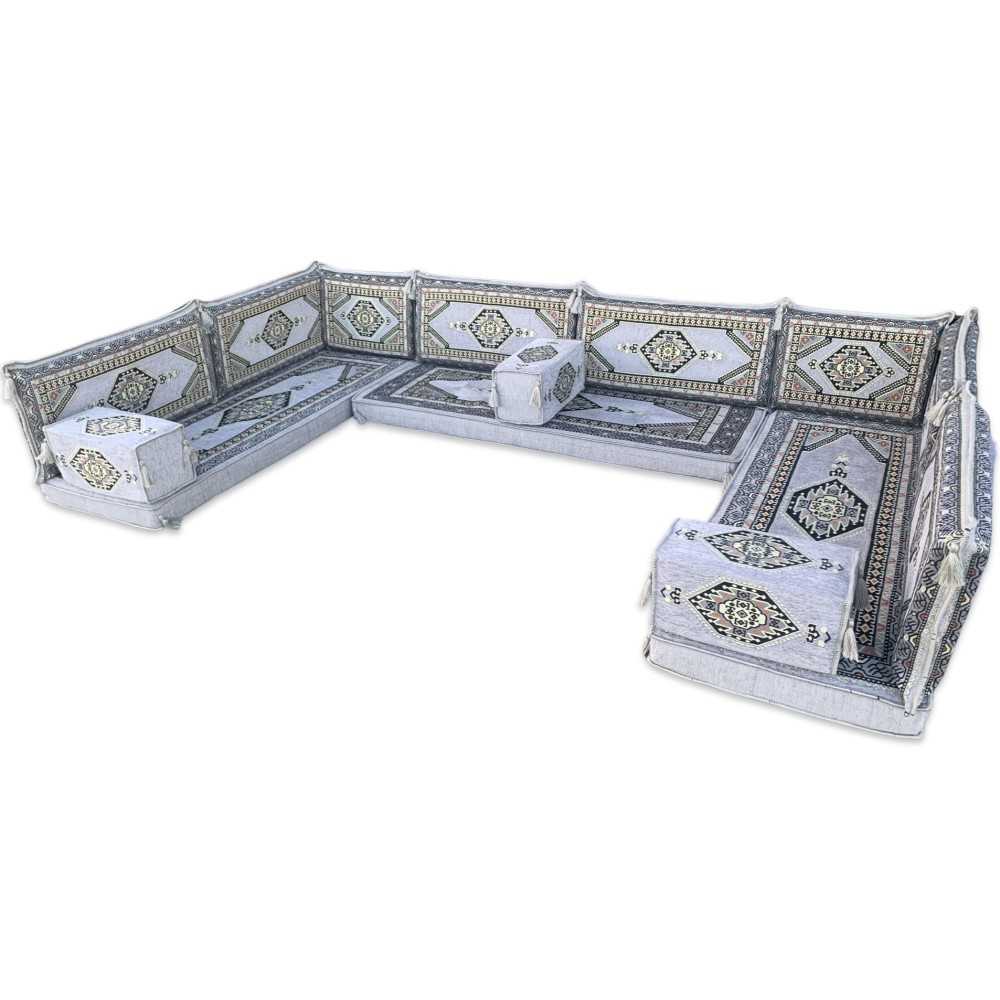 PALACE Grey 19-Piece Modular U-Shaped Floor Sofa Set