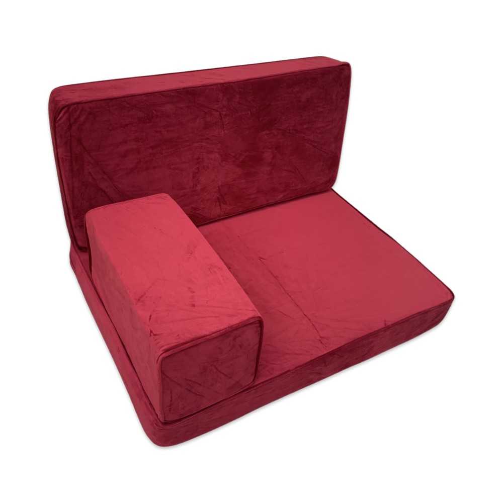 PLUSH Venetian Red Velvet Single Seater Floor Sofa Set