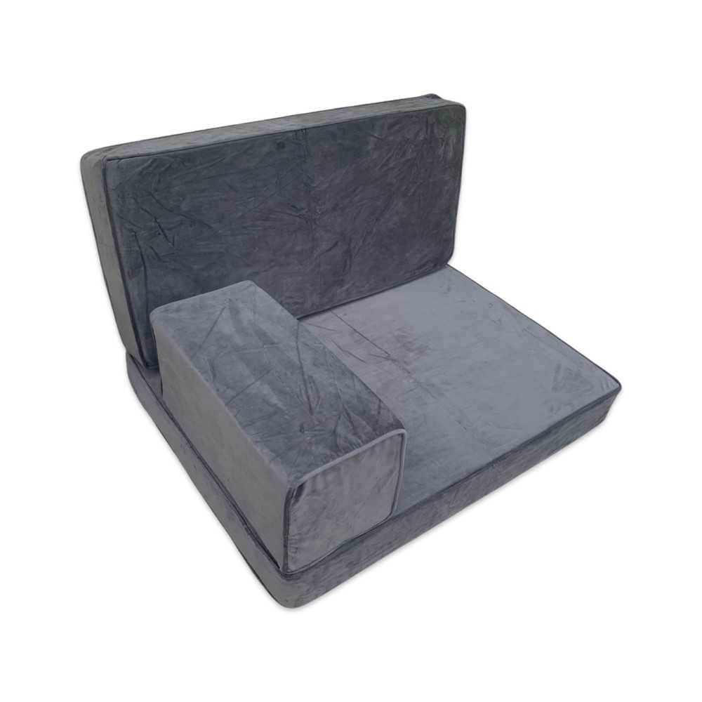 PLUSH Ash Grey Velvet Single Seater Floor Sofa Set