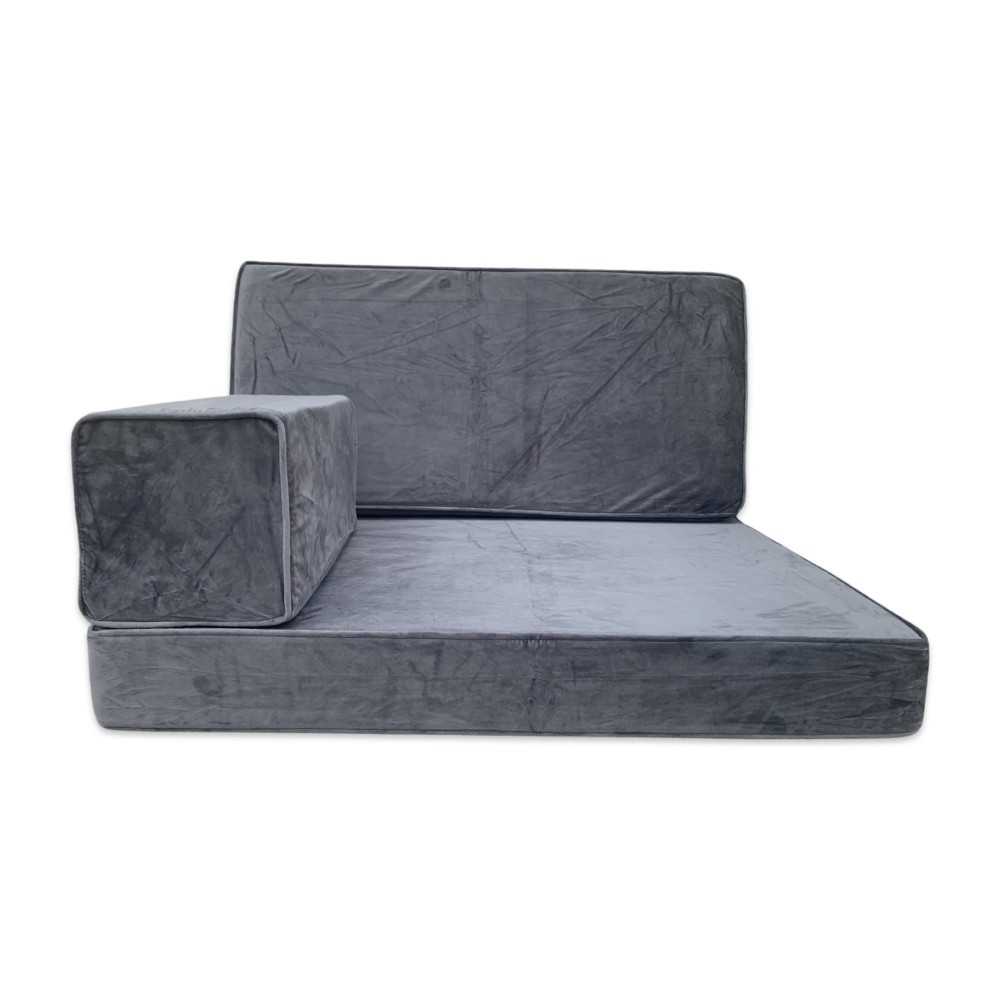 PLUSH Ash Grey Velvet Single Seater Floor Sofa Set