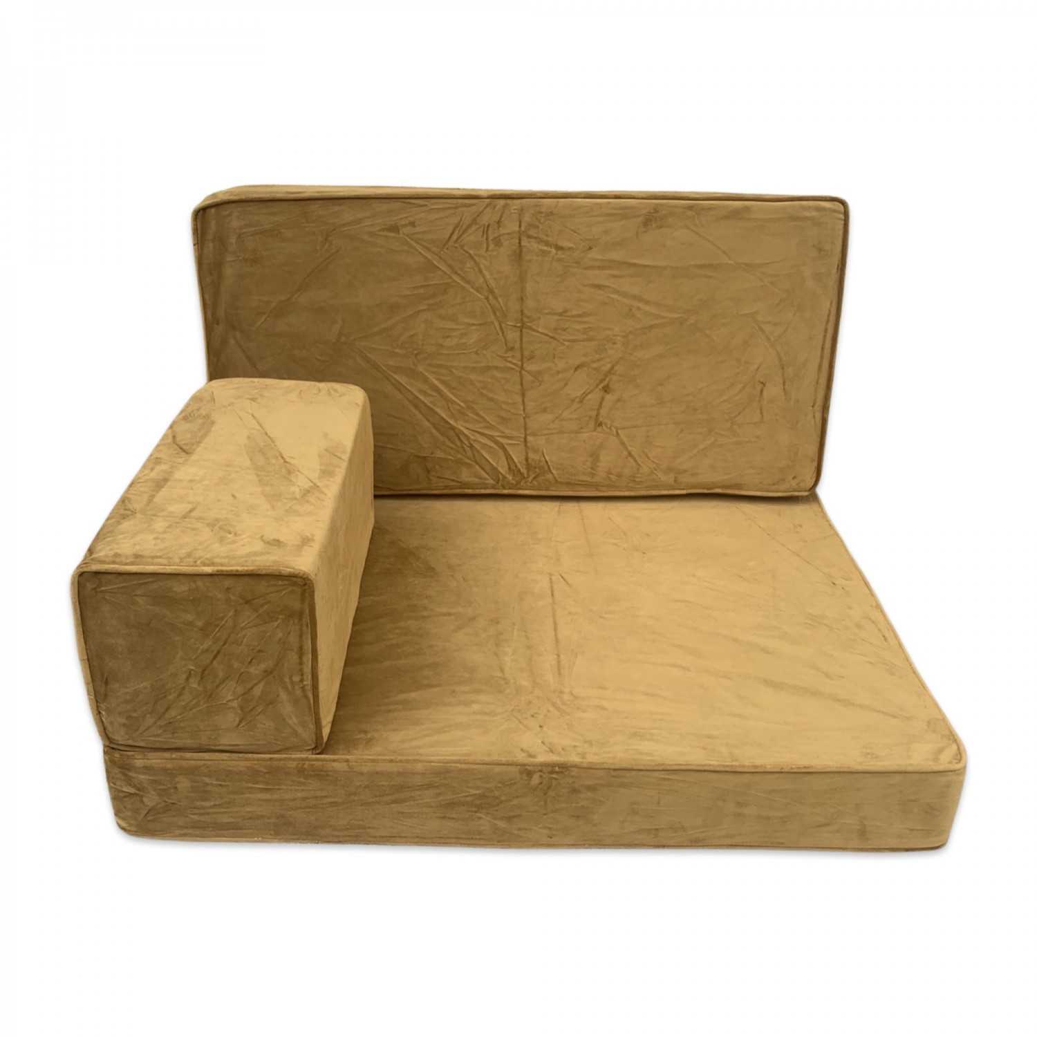 PLUSH Antique Gold Velvet Single Seater Floor Sofa Set