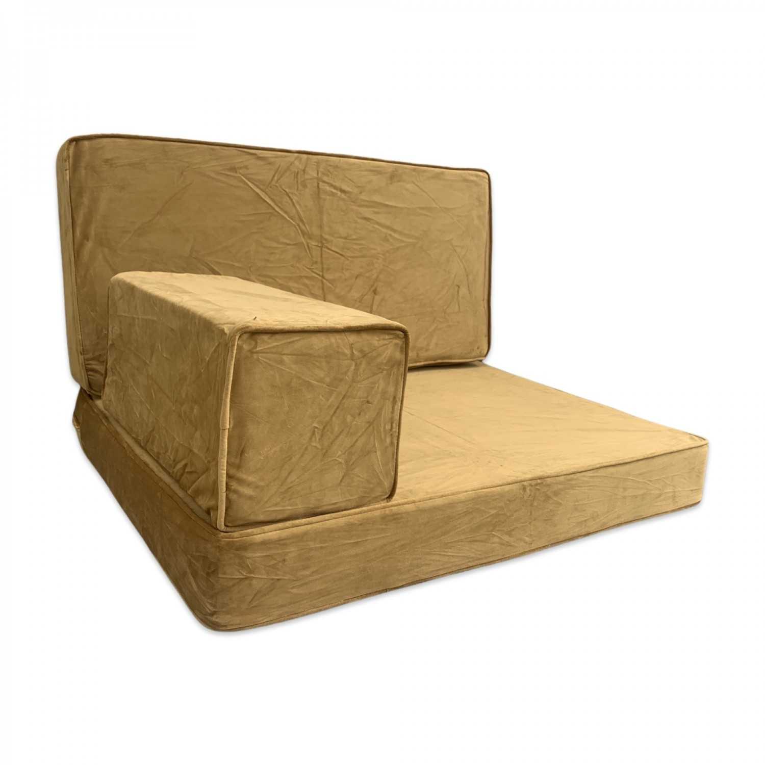 PLUSH Antique Gold Velvet Single Seater Floor Sofa Set