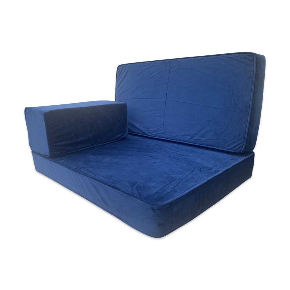 PLUSH Midnight Navy Velvet Single Seater Floor Sofa Set