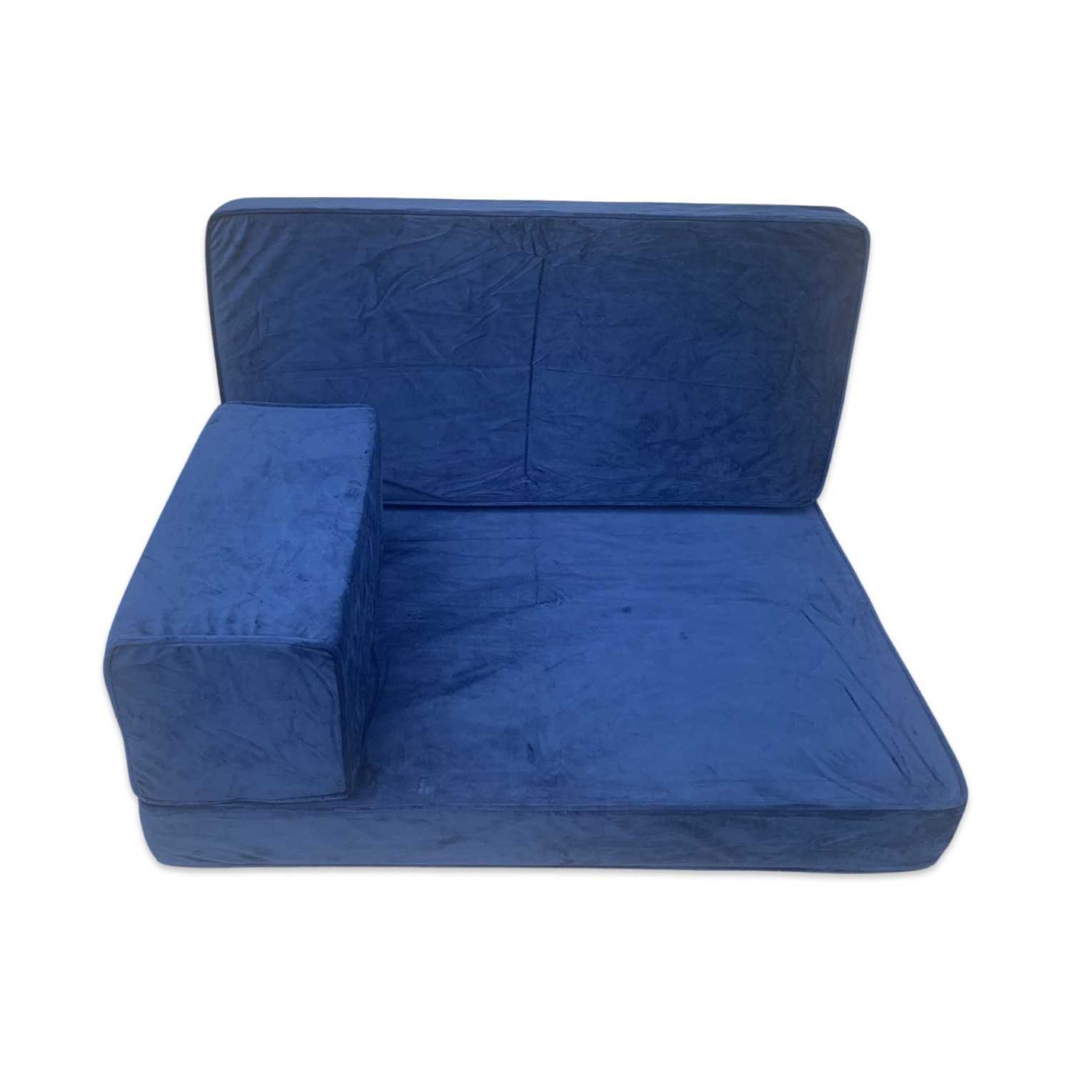 PLUSH Midnight Navy Velvet Single Seater Floor Sofa Set