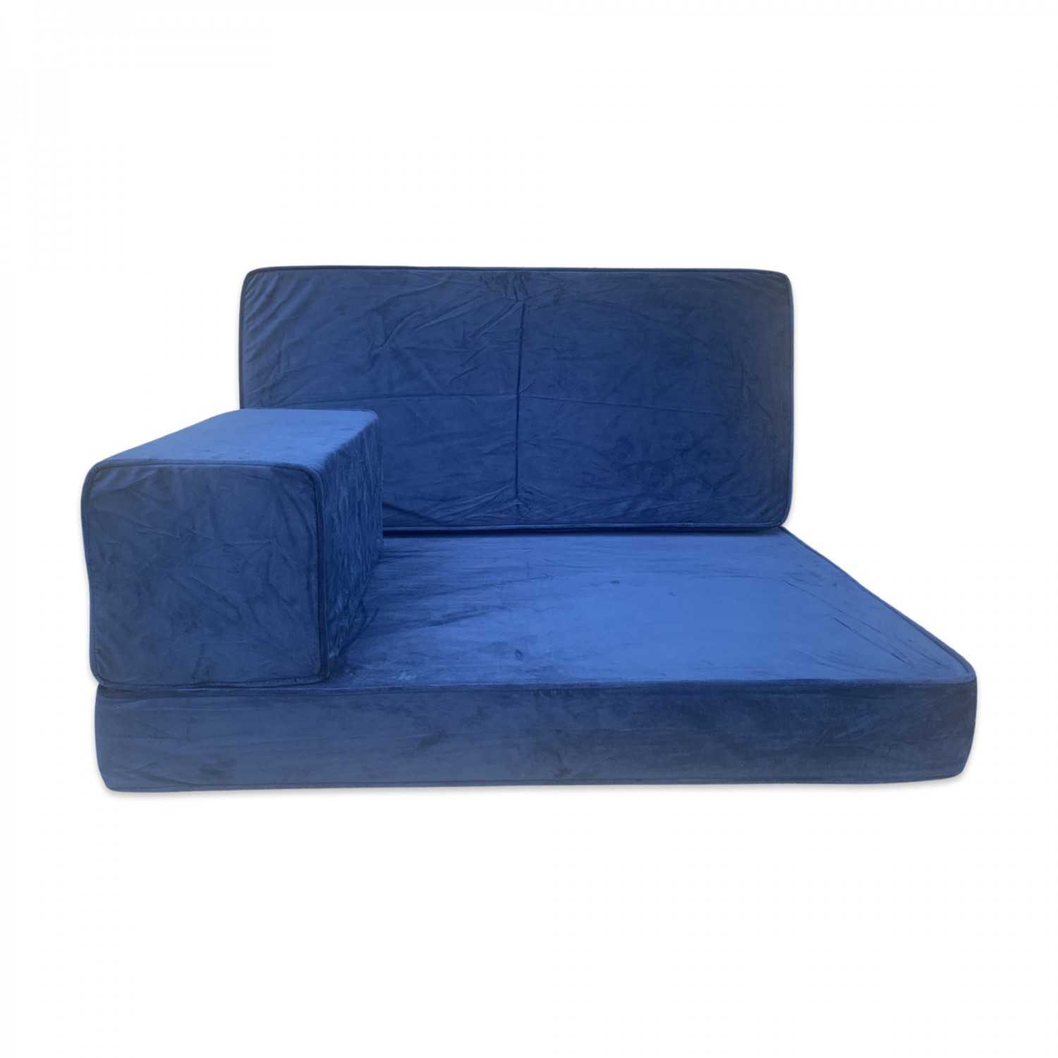 PLUSH Midnight Navy Velvet Single Seater Floor Sofa Set