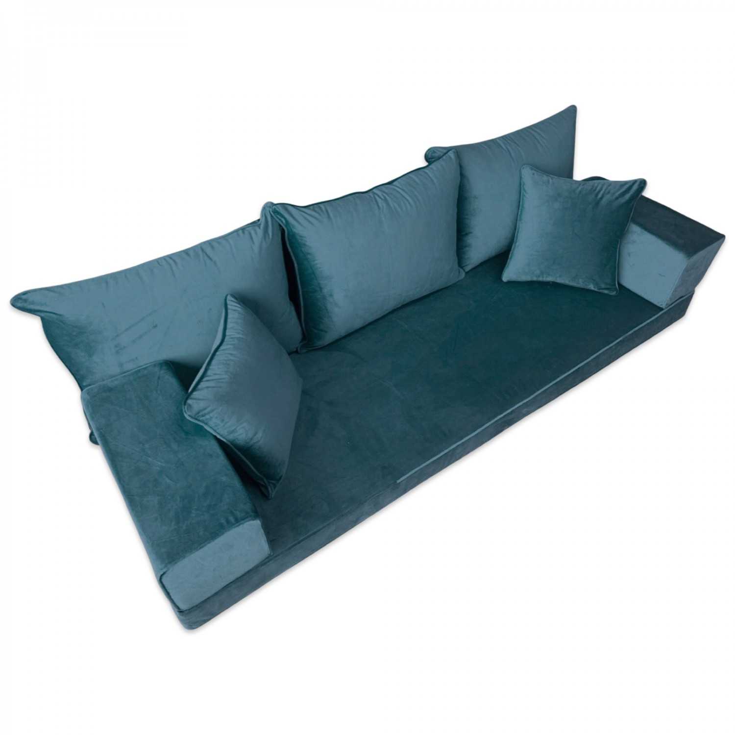 PLUSH Forest Green Velvet Three Seater Floor Sofa Set