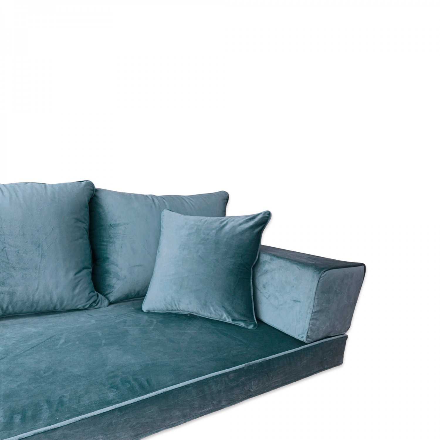 PLUSH Forest Green Velvet Three Seater Floor Sofa Set