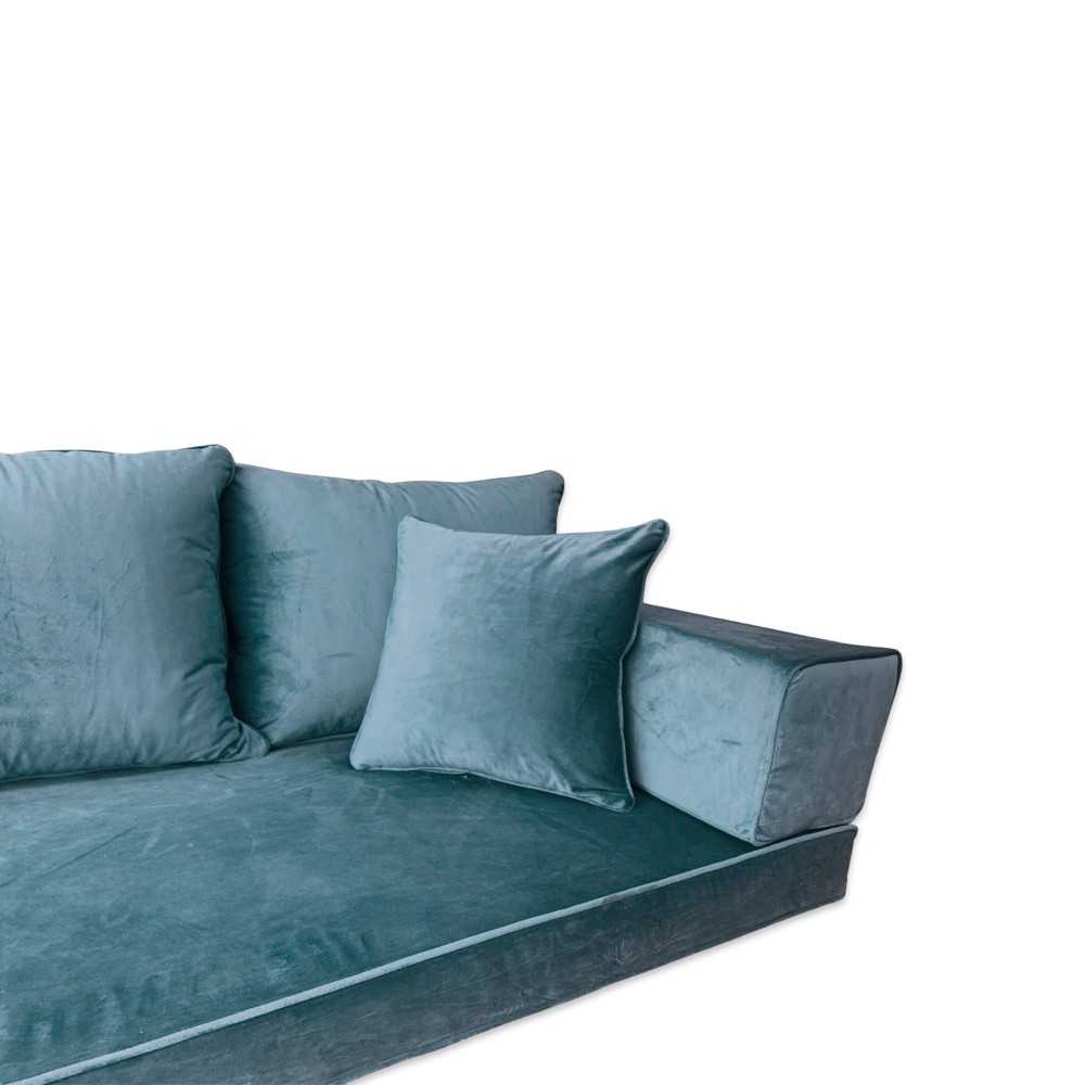 PLUSH Forest Green Velvet Three Seater Floor Sofa Set