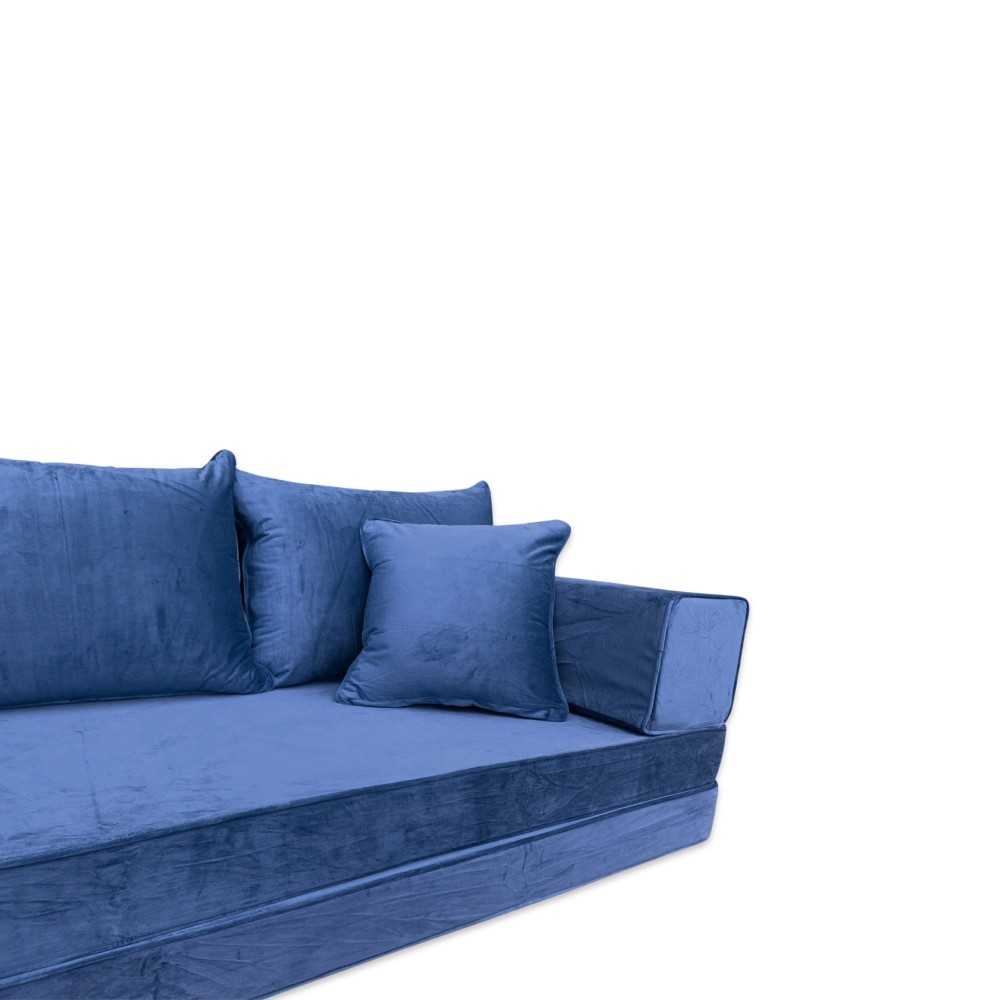 PLUSH Midnight Navy Velvet Dual Base Floor Sofa Set