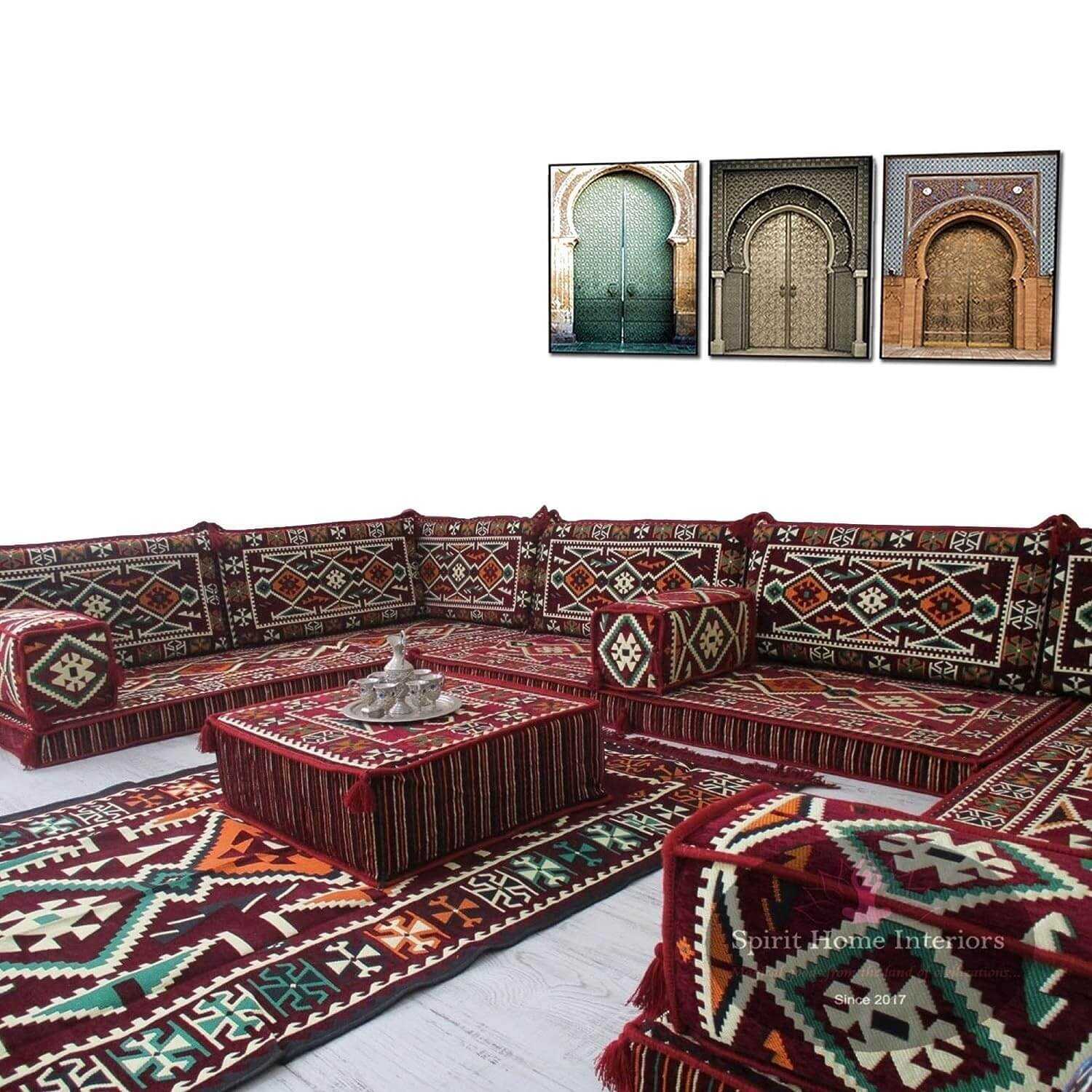 ANATOLIA Nine Seater Modular U-Shaped Floor Sofa Set