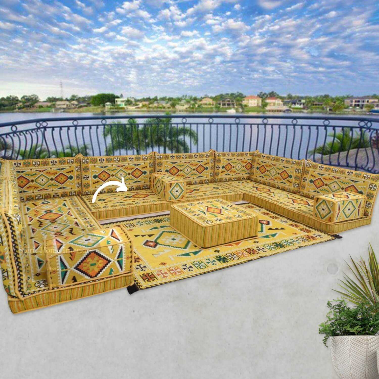 ANATOLIA Nine Seater Modular U-Shaped Floor Sofa Set ANATOLIA Nine Seater Modular U-Shaped Floor Sofa Set