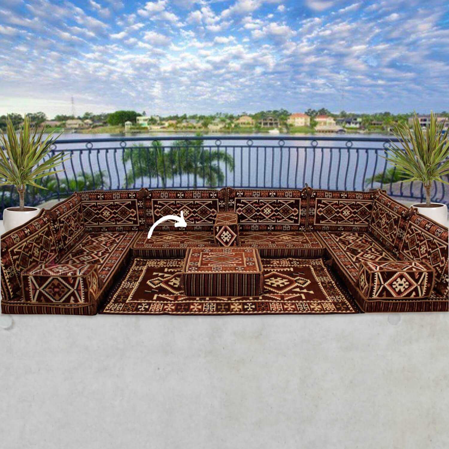 ANATOLIA Nine Seater Modular U-Shaped Floor Sofa Set ANATOLIA Nine Seater Modular U-Shaped Floor Sofa Set