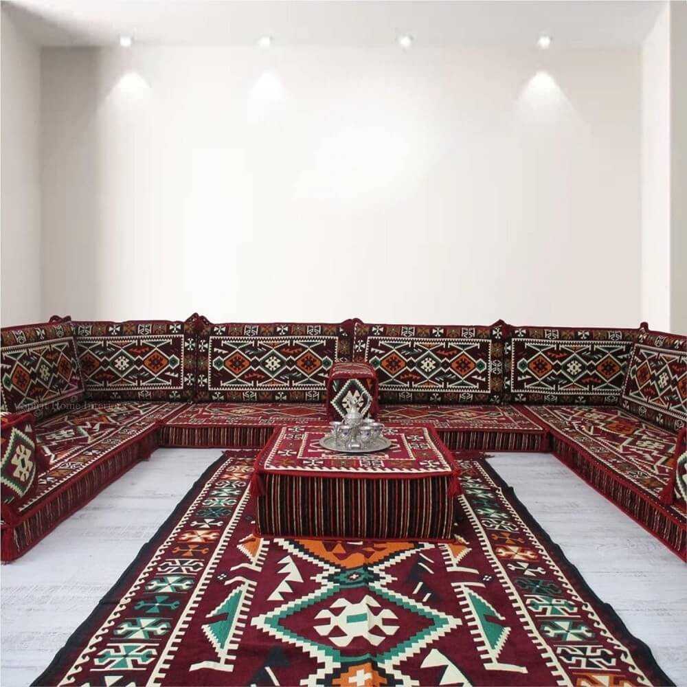 Ethnic Anatolian Floor Seating Sofa, Floor Cushions, Arabic Sofa
