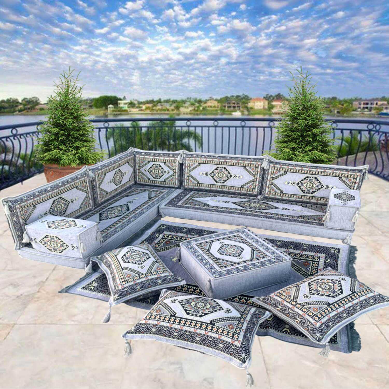 PALACE Six Seater Corner Floor Sofa Set