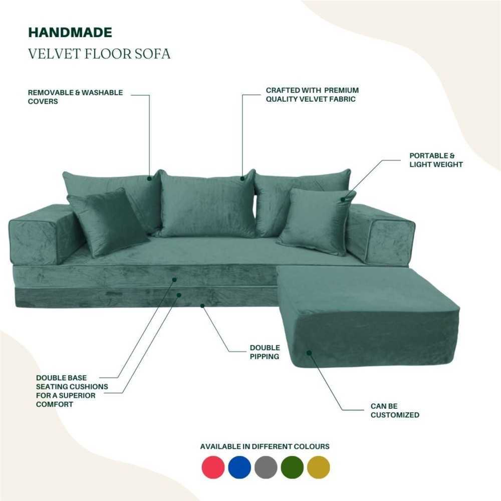 PLUSH Velvet Double Base Combo Floor Sofa Set